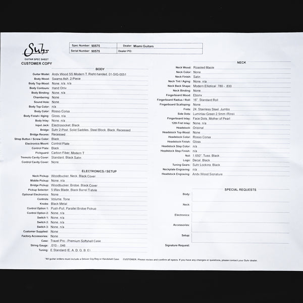 Suhr 10th Anniversary Andy Wood Signature Modern T HH- Rosso Corsa 2025 (90575)