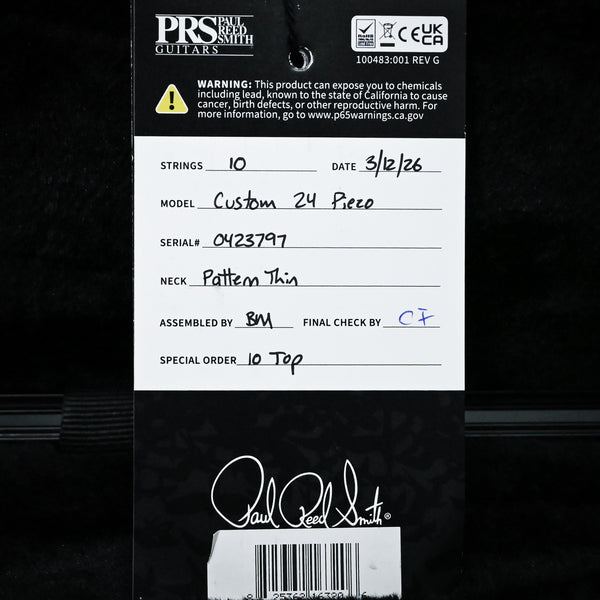 PRS Custom 24 Piezo w/ 10-Top & DMO Pickups Electric Guitar- Faded Whale Blue 2026 (0423797)