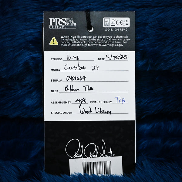 PRS Custom 24 Wood Library w/ 10-Top, Brazilian Rosewood, & DMO Pickups- Faded Blue 2025 (0401669)