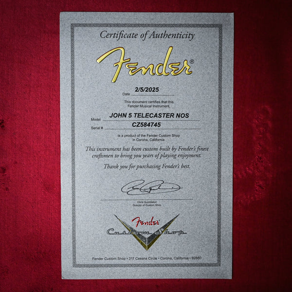 Fender Custom Shop John 5 Signature Telecaster NOS- Black 2025 (CZ584745) **MIRRORED PICKGUARD**
