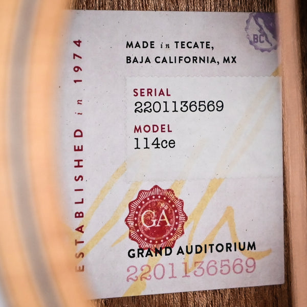 Taylor 114ce w/ Torrefied Spruce Top & Sapele Back and Sides- Natural 2026 (2201136569)