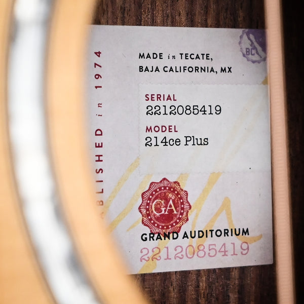 Taylor 214ce Plus w/ Torrefied Spruce Top & Indian Rosewood Back and Sides- Natural 2025 (2212085419)