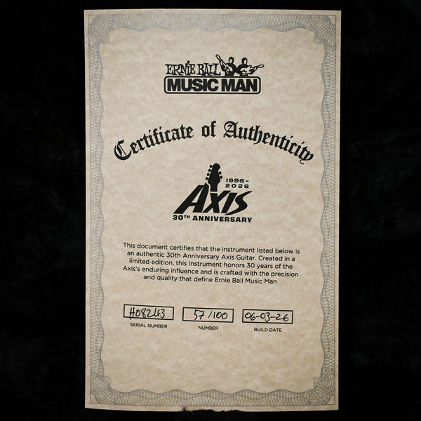 Ernie Ball Music Man Axis 30th Anniversary (No. 57 of 100) Electric Guitar- Translucent Purple 2026 (H08243)
