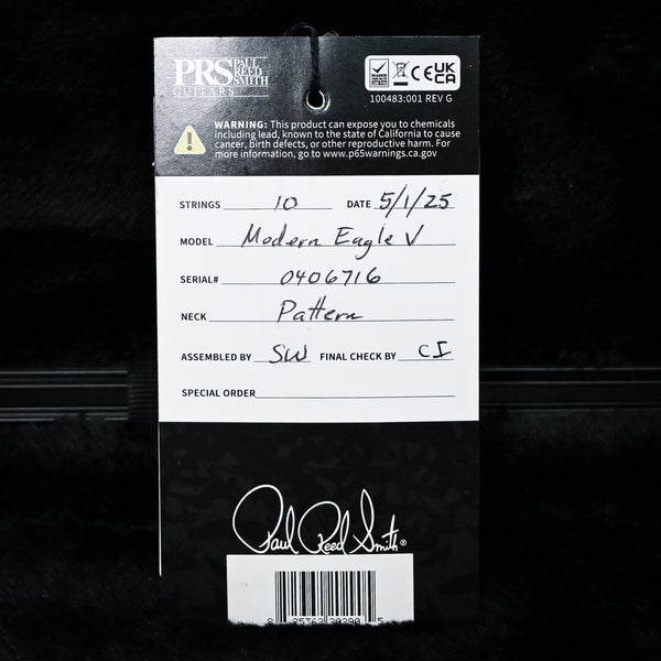 PRS Modern Eagle V w/ 10-Top Electric Guitar- Charcoal Burst 2025 (0406716)
