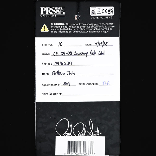 PRS CE 24-08 Swamp Ash Limited Edition- McCarty Tobacco Sunburst 2025 (0416539)