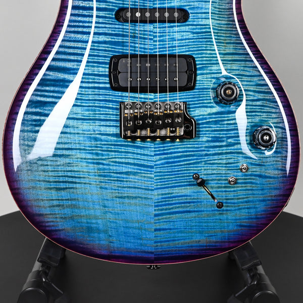 PRS Modern Eagle V Wood Library w/ 10-Top & Brazilian Rosewood Fingerboard Electric Guitar- Lake Blue w/ Purple Burst 2025 (0414987)