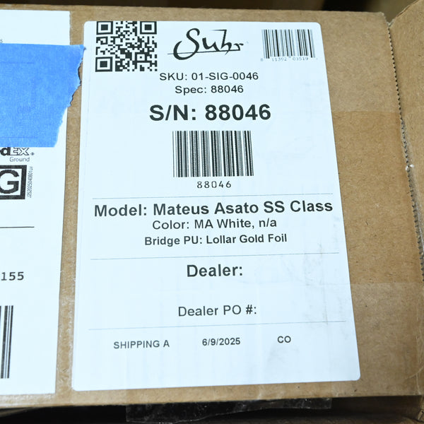 Suhr Mateus Asato Signture Series Classic T w/ Lollar Gold Foil Pickups & Tremolo- MA White 2025 (88046)