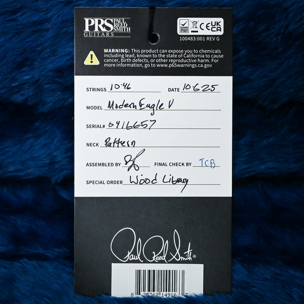 PRS Modern Eagle V Wood Library w/ 10-Top & Brazilian Rosewood Fingerboard Electric Guitar- Blue Fade 2025 (0416657)
