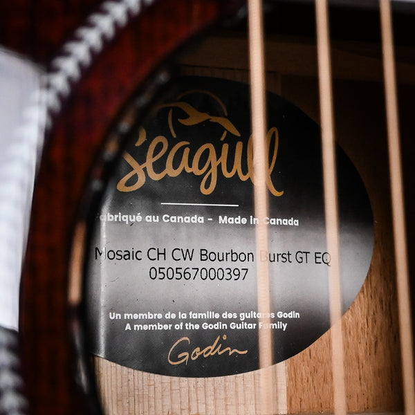 Seagull Guitars Artist Mosaic Concert Hall CW GT Anthem EQ Acoustic/ Electric Guitar- Bourbon Burst (050567000397)