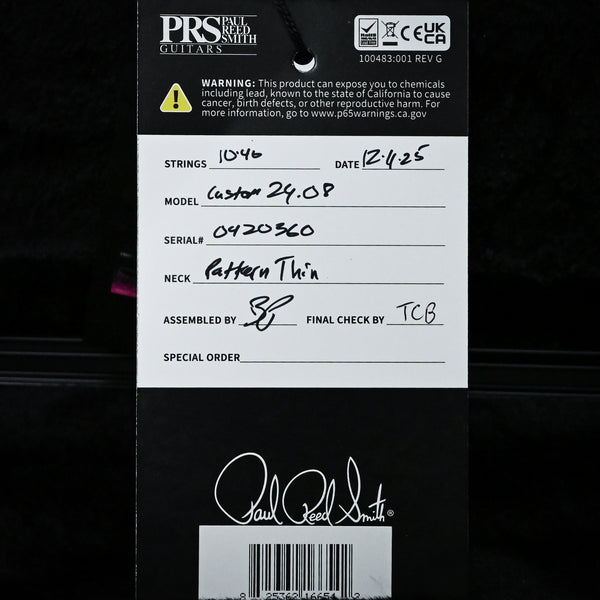 PRS Custom 24-08 Electric Guitar- Charcoal Burst 2025 (0420360)