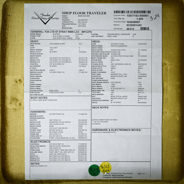 Fender Custom Shop Limited Edition '57 Stratocaster w/ Rosewood Neck, Deluxe Closet Classic- Wide Fade Chocolate 2 Tone Sunburst 2025 (CZ584212) B-Stock