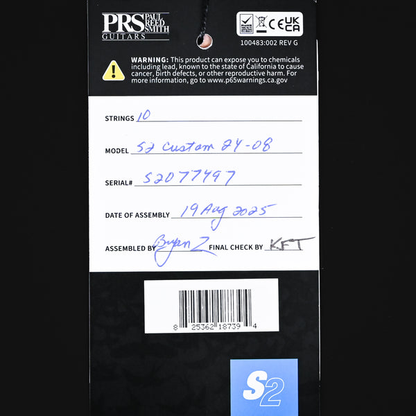 PRS S2 Custom 24-08 Electric Guitar- Lake Blue 2025 (S2077497)