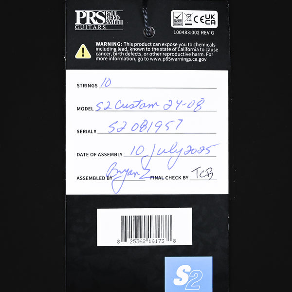 PRS S2 Custom 24-08 Electric Guitar- Turquoise 2025 (S2081957)