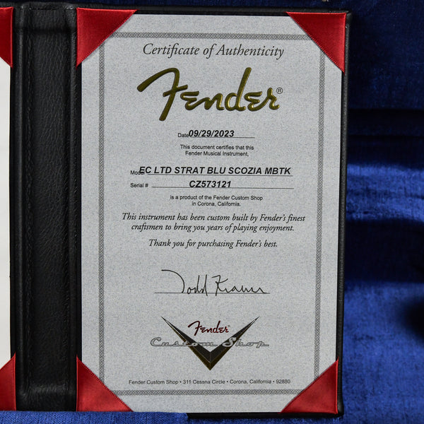 Fender Limited Edition Crossroads Centre 25th Anniversary Custom Shop Masterbuilt Todd Krause Eric Clapton Signature Stratocaster Blu Scozia 2023 (CZ573121)
