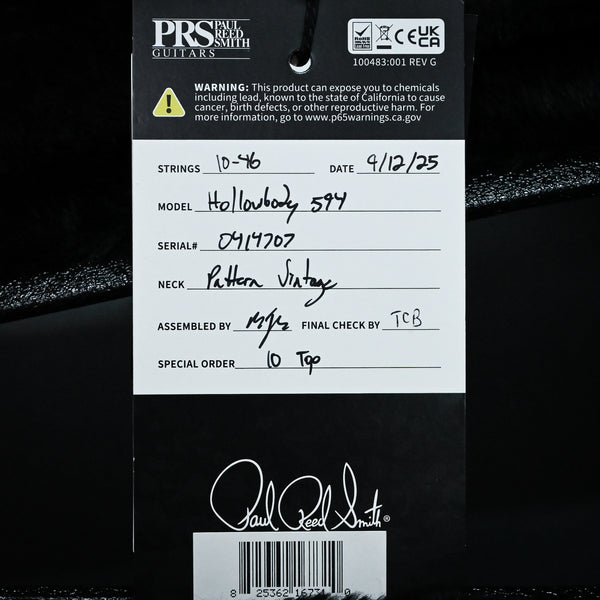 PRS McCarty 594 Hollowbody II w/ 10-Top- Black Gold Wraparound Burst 2025 (0414707)