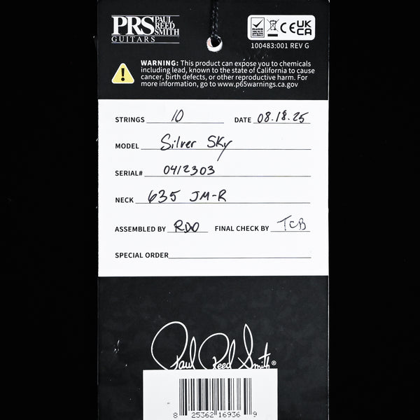 PRS Silver Sky John Mayer Signature w/ Rosewood Fretboard Electric Guitar- Tungsten 2025 (0412303)