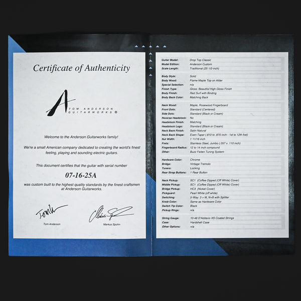 Tom Anderson Custom Drop Top Classic Electric Guitar- Red Surf w/ Binding 2025 (07-16-25A)