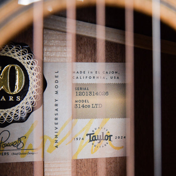 Taylor 50th Anniversary 314ce LTD Acoustic Electric Guitar Kona Burst With Case 2024 (1201314026)
