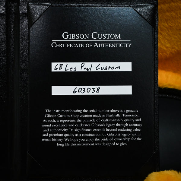 Gibson Custom 1968 Les Paul Custom Reissue Gloss w/ Gold Hardware- Ebony 2026 (603058)