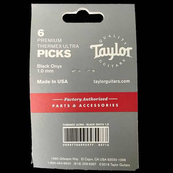 Taylor Premium Darktone 351 Thermex Ultra Guitar Picks 6-pack Black Onyx 1.00mm