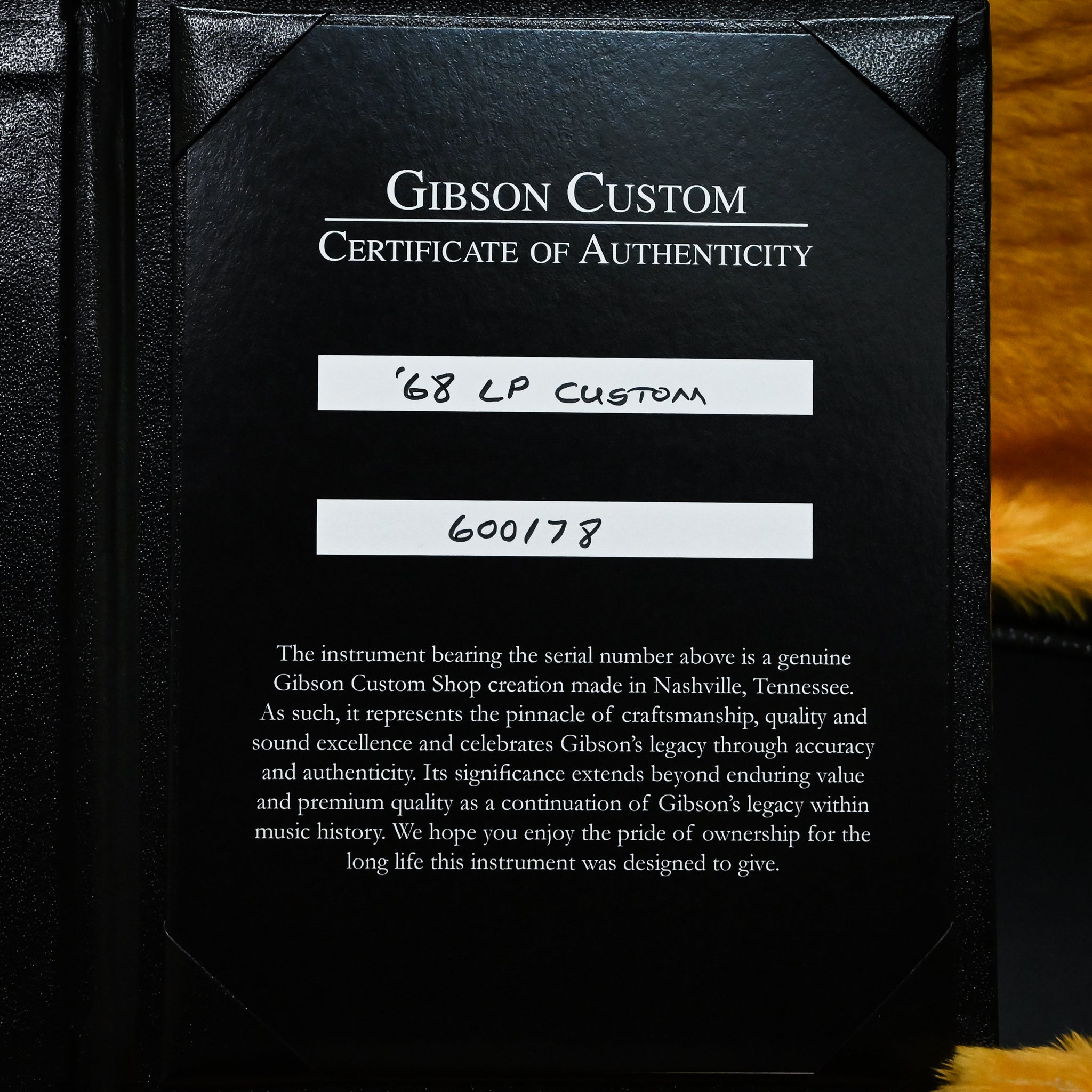 Gibson Custom 1968 Les Paul Custom Reissue Gloss- Ebony 2026 (600178)