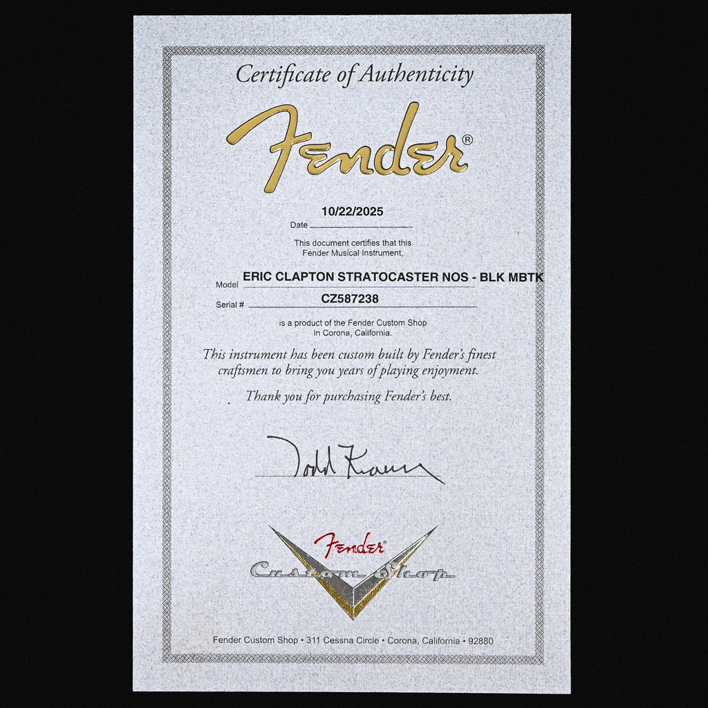 Fender Custom Shop Masterbuilt Todd Krause Eric Clapton Stratocaster NOS- Black 2025 (CZ587238)