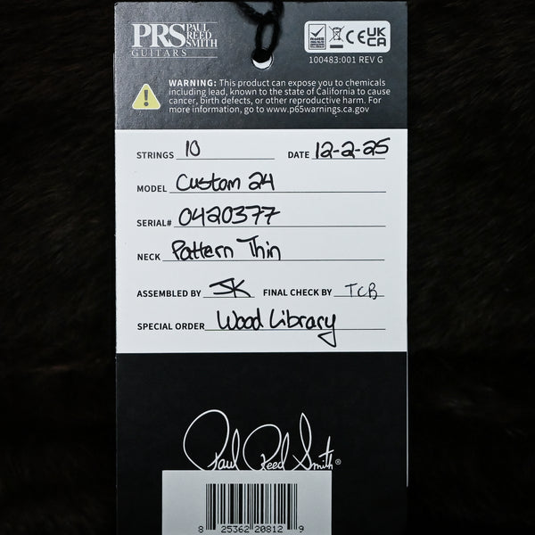 PRS Custom 24 Wood Library w/ 10-Top, Brazilian Rosewood, & 58/15 LT Pickups- Aquableux Purple Burst 2025 (0420377)