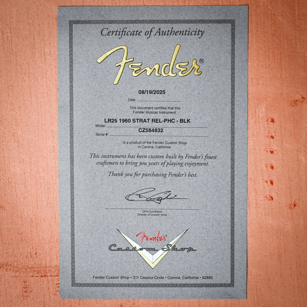 Fender Custom Shop Limited Edition 1960 Stratocaster Relic- Black 2025 (CZ584832)