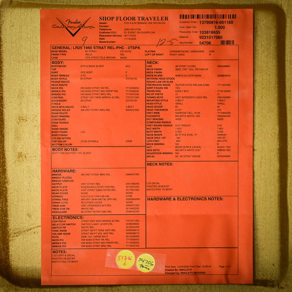 Fender Custom Shop Limited Edition 1960 Stratocaster Relic- 3 Tone Sunburst Sparkle 2025 (CZ589562)