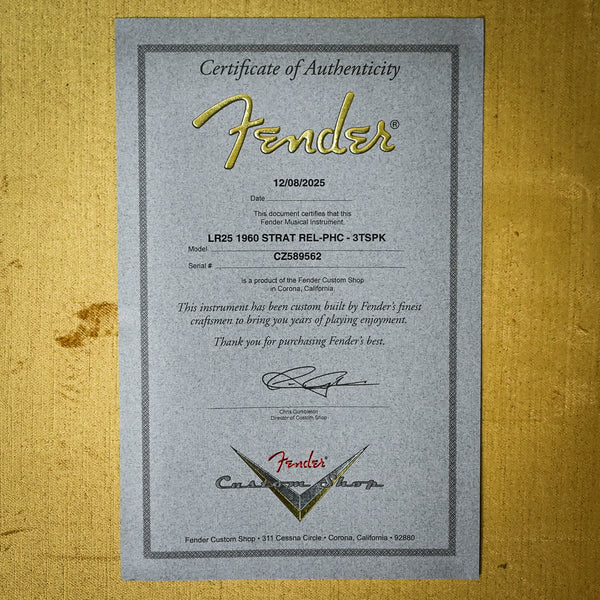 Fender Custom Shop Limited Edition 1960 Stratocaster Relic- 3 Tone Sunburst Sparkle 2025 (CZ589562)