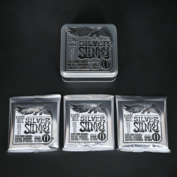 Ernie Ball 3818 John Mayer Silver Slinky Signature Electric Guitar Strings 10.5-47 3-pack