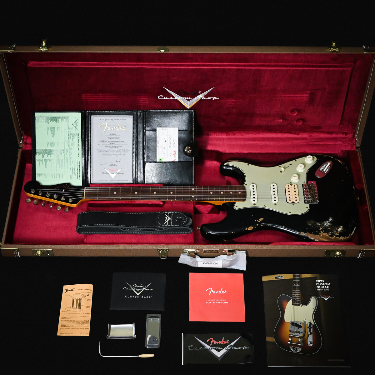 Fender Custom Shop '62 Stratocaster HSS w/ Painted Headcap, Heavy Relic- Black 2026 (R146851)