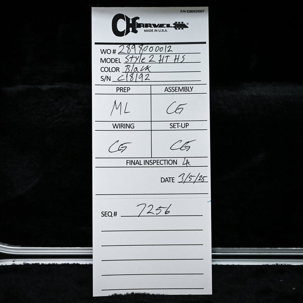 Charvel USA Custom Shop Style 2 HS HT Roasted- Black 2025 (C18192)