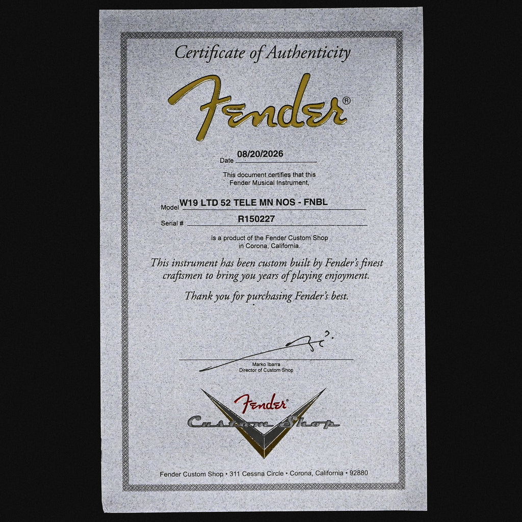 Fender Custom Shop Limited Edition '52 Telecaster NOS- Faded Nocaster Blonde 2026 (R150227)