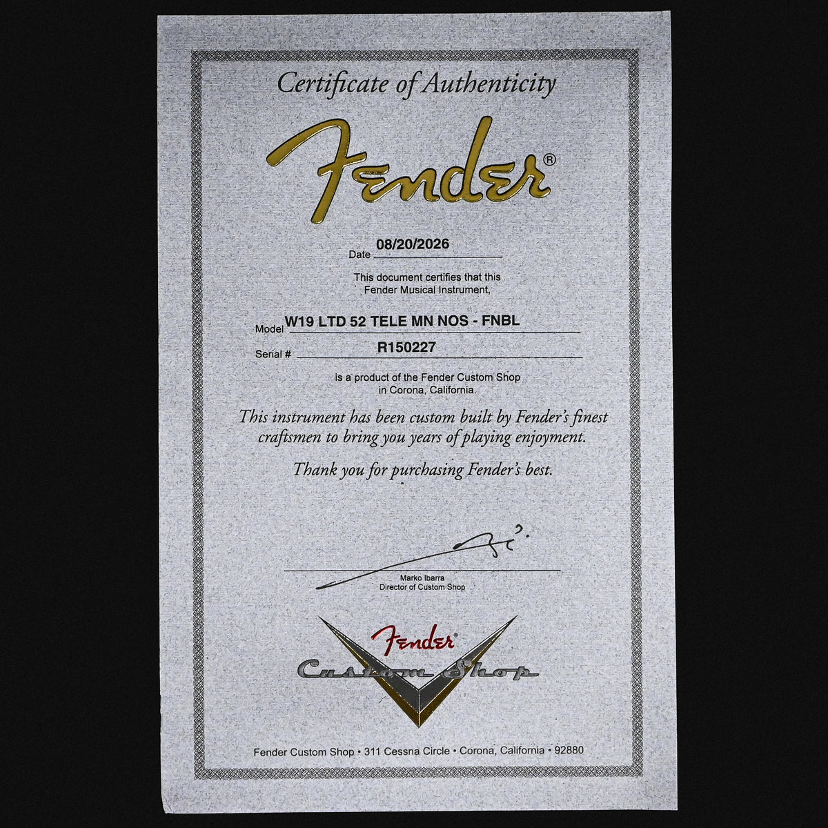 Fender Custom Shop Limited Edition '52 Telecaster NOS- Faded Nocaster Blonde 2026 (R150227)