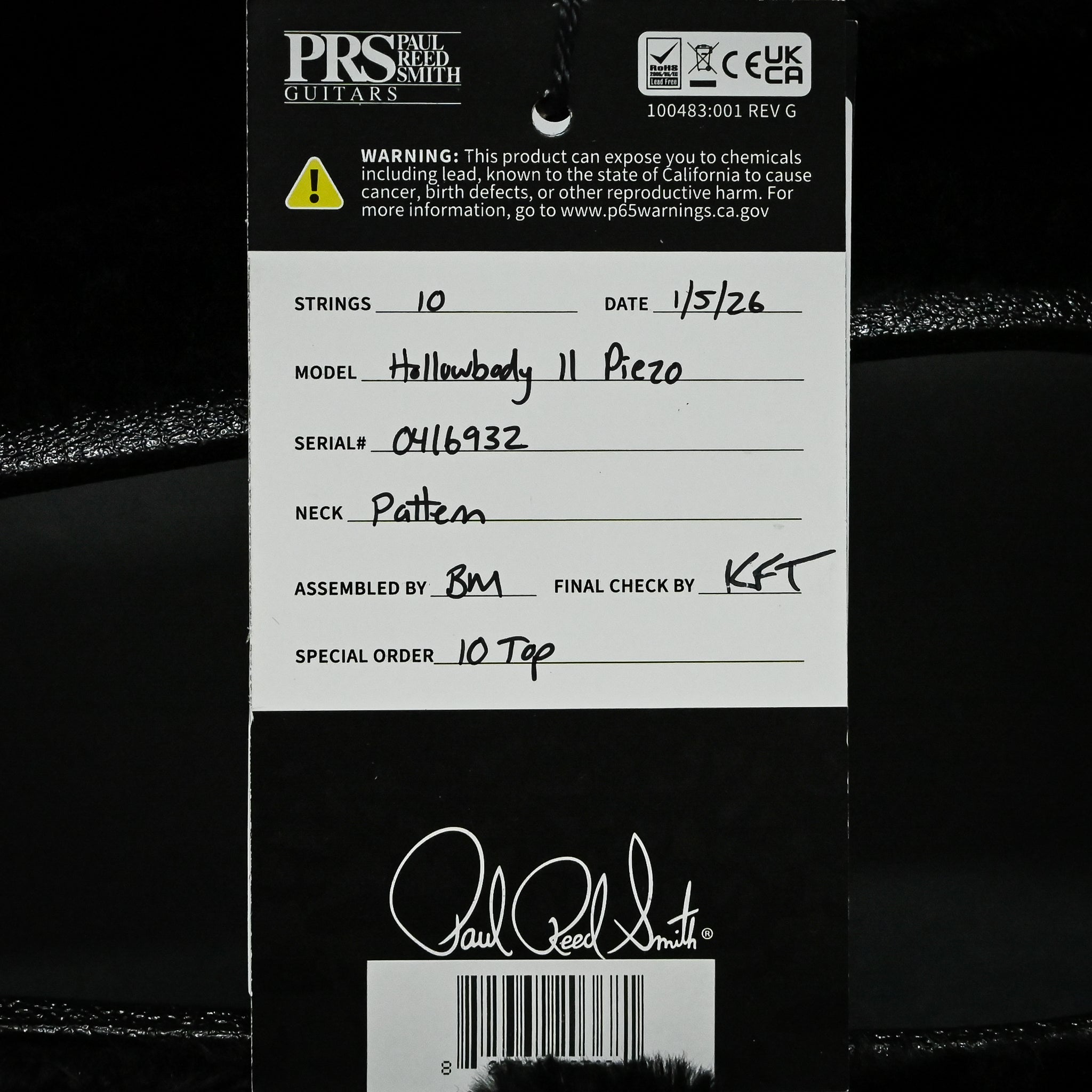 PRS Hollowbody II Piezo w/ 10 Top Electric Guitar- Faded Blue Jean Wraparound Smokeburst 2025 (0416932)