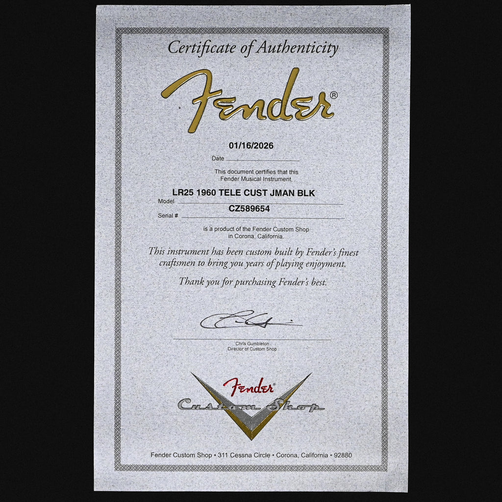 Fender Custom Shop 1960 Telecaster Custom Journeyman- Black 2026 (CZ589654)
