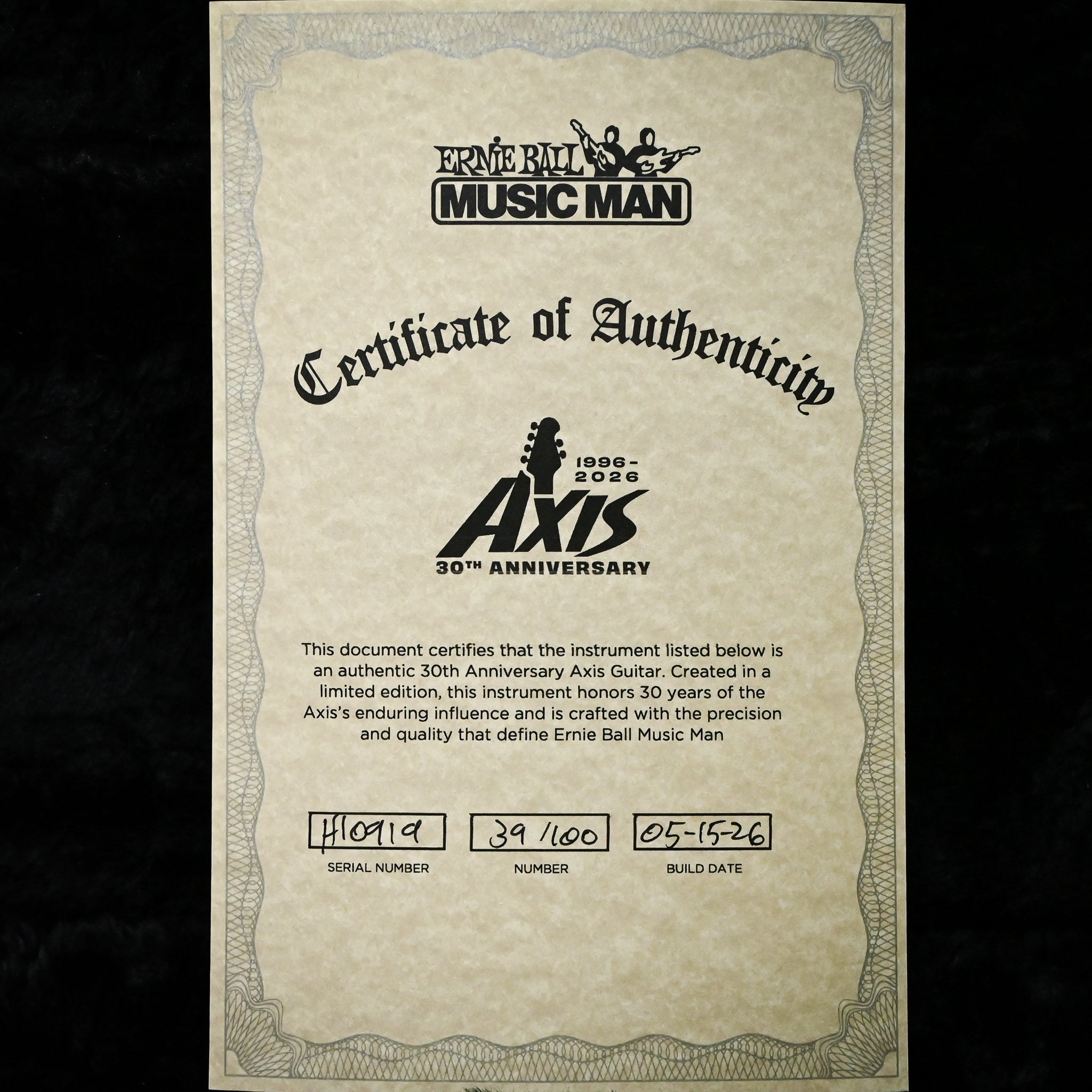 Ernie Ball Music Man Axis 30th Anniversary (No. 39 of 100) Electric Guitar- Translucent Blue 2026 (H10919)