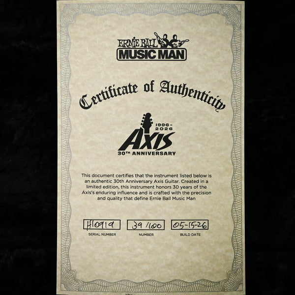 Ernie Ball Music Man Axis 30th Anniversary (No. 39 of 100) Electric Guitar- Translucent Blue 2026 (H10919)