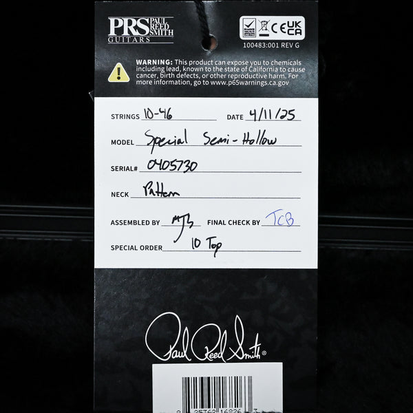 PRS Special Semi-Hollow w/ 10-Top Electric Guitar- Fire Smokeburst 2025 (0405730)