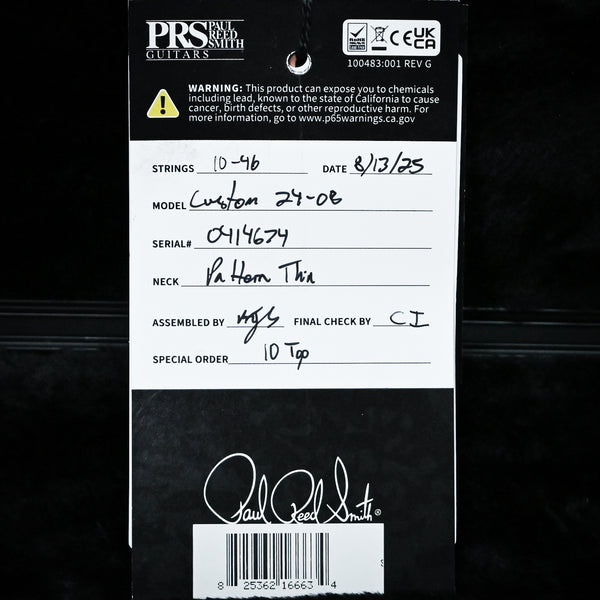 PRS Custom 24-08 w/ 10-Top Electric Guitar- Cobalt Smokeburst 2025 (0414674)