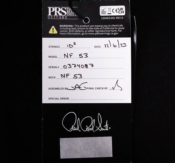 PRS NF53 Electric Guitar- Black 2023 (0374087) B-Stock