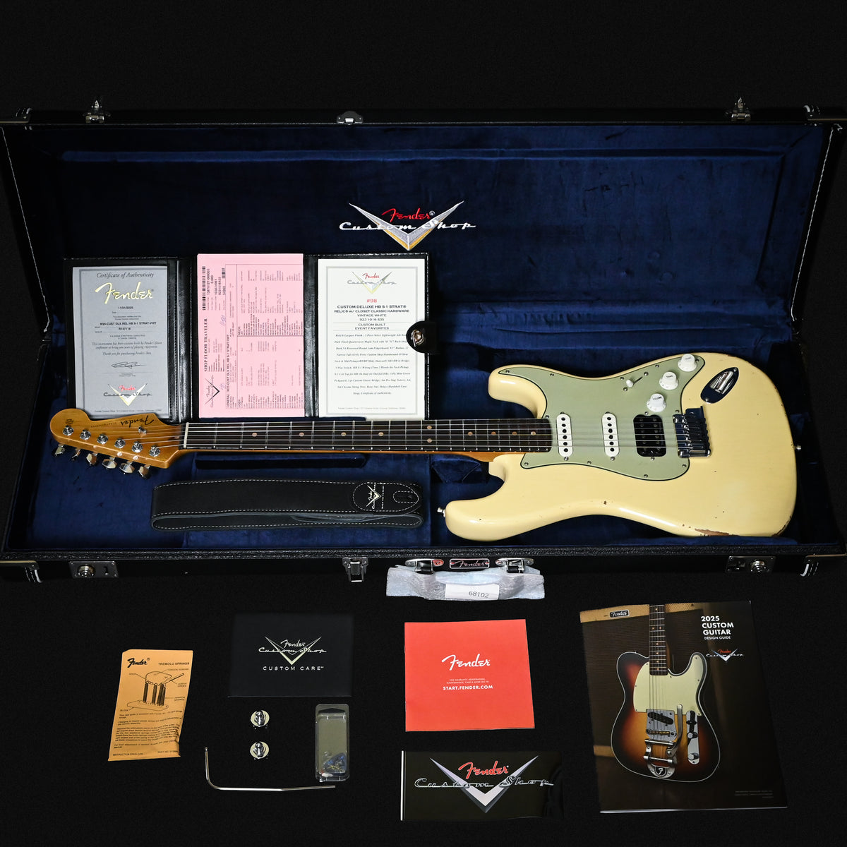 Fender Custom Shop Deluxe Stratocaster w/ Seymour Duncan SH4B Humbucker, Relic/ Closet Classic Hardware- Aged Vintage White 2025 (R147118)