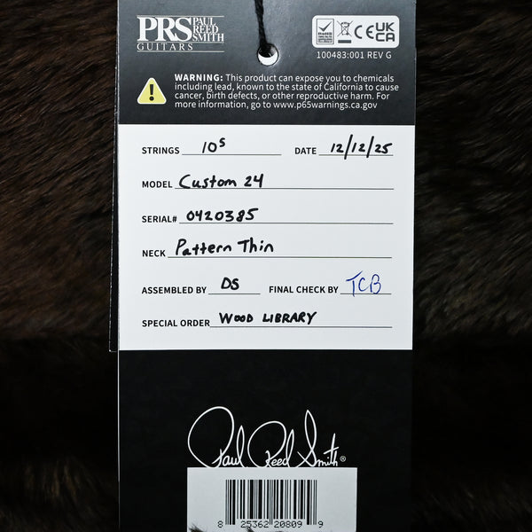 PRS Custom 24 Wood Library w/ 10-Top, Brazilian Rosewood, & 58/15 LT Pickups- Makena Blue 2025 (0420385)