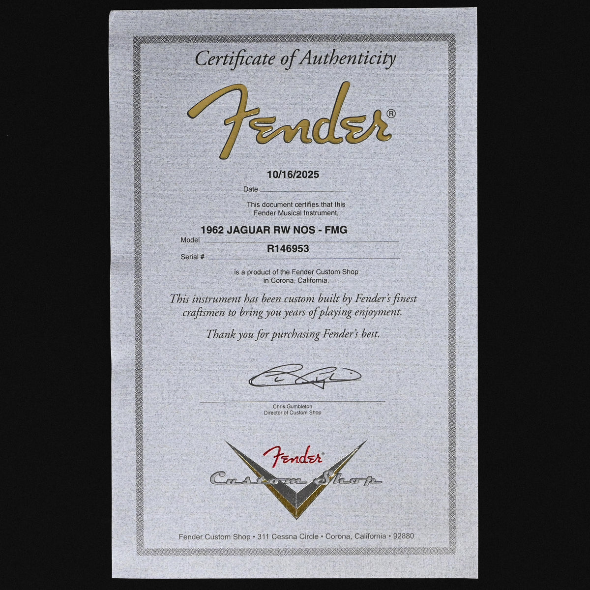 Fender Custom Shop 1962 Jaguar NOS- Fire Mist Gold 2025 (R146953)