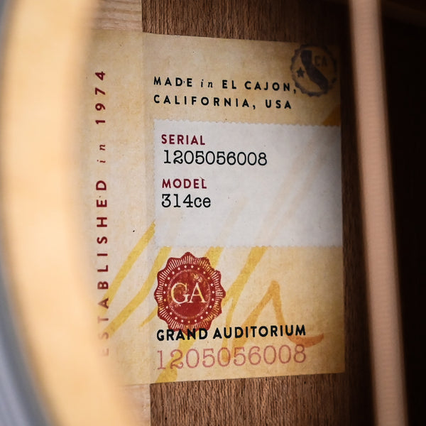 Taylor Next Generation 314ce w/ Sitka Spruce Top & Sapele Back and Sides Acoustic/ Electric Guitar- Natural 2026 (1205056008)