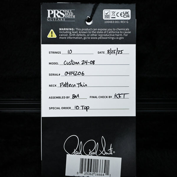 PRS Custom 24-08 w/ 10-Top Electric Guitar- Fire Smokeburst 2025 (0414206)