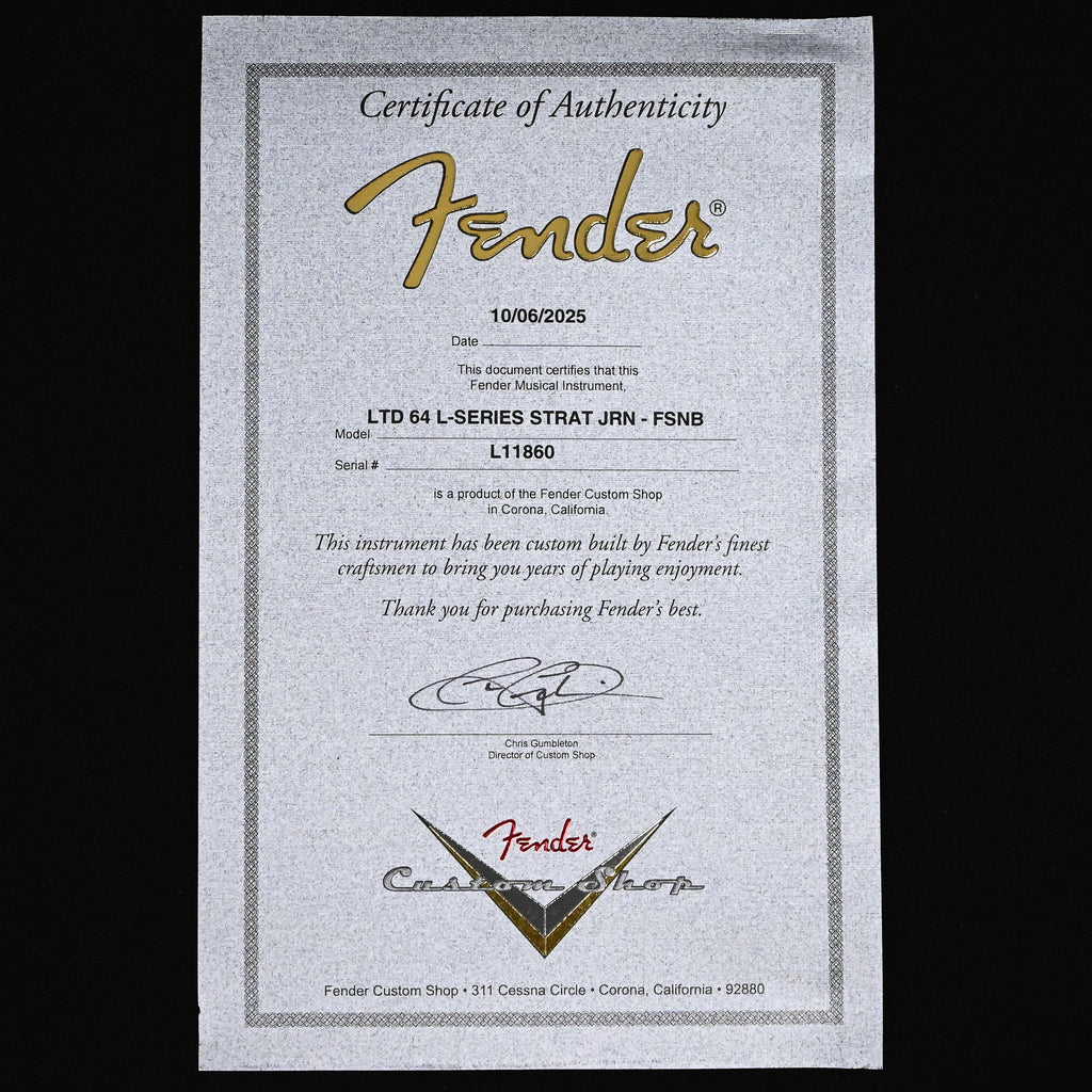 Fender Custom Shop Limited Edition L-Series '64 Stratocaster Journeyman- Faded Sonic Blue 2025 (L11860)