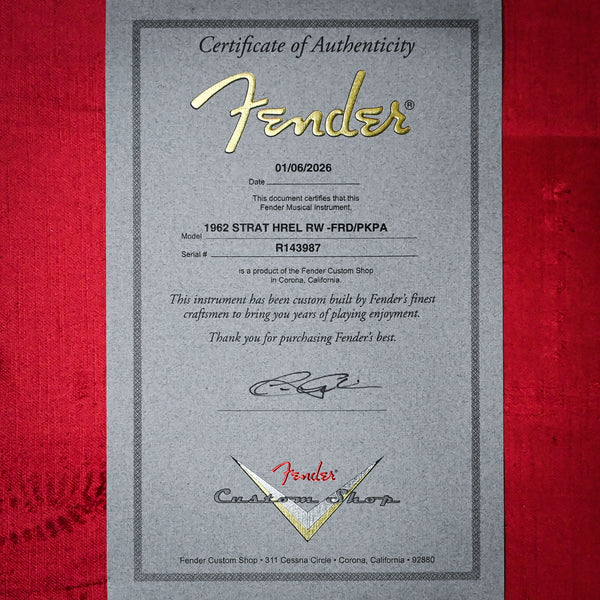 Fender Custom Shop 1962 Stratocaster w/ Josefina Handwound Pickups, Heavy Relic- Fiesta Red/ Pink Paisley 2026 (R143987)