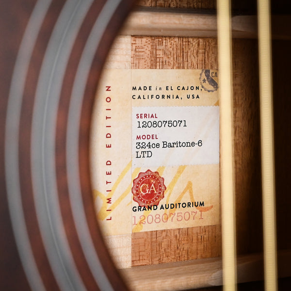 Taylor 324ce Baritone-6 LTD Grand Auditorium Acoustic-Electric Guitar - Mahogany Shaded Edgeburst 2025 (1208075071)